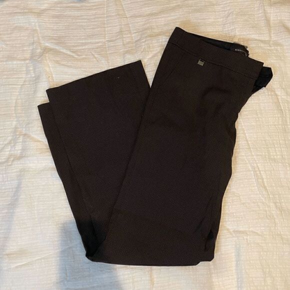 BCBG Textured Wide Leg Black Chocolate Brown Pants 10 NEW work tailored dress - Picture 5 of 8